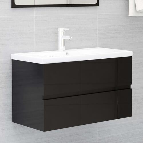 Vaskeskab 80x38,5x45 cm spånplade sort højglans