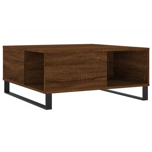 Sofabord 80x80x36,5 cm konstrueret træ brun egetræsfarve