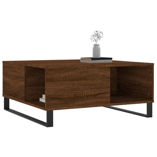 Sofabord 80x80x36,5 cm konstrueret træ brun egetræsfarve