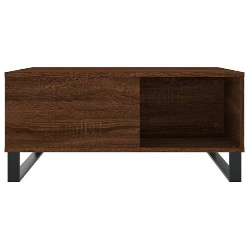 Sofabord 80x80x36,5 cm konstrueret træ brun egetræsfarve