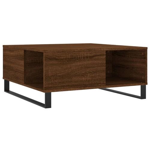Sofabord 80x80x36,5 cm konstrueret træ brun egetræsfarve