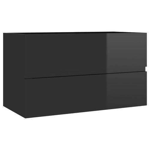 Vaskeskab 80x38,5x45 cm spånplade sort højglans