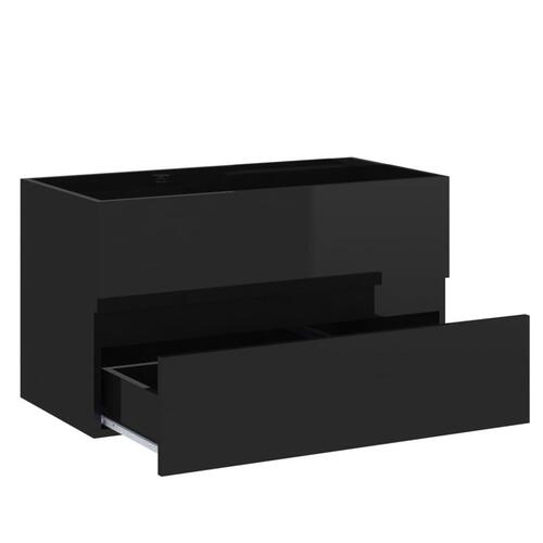 Vaskeskab 80x38,5x45 cm spånplade sort højglans