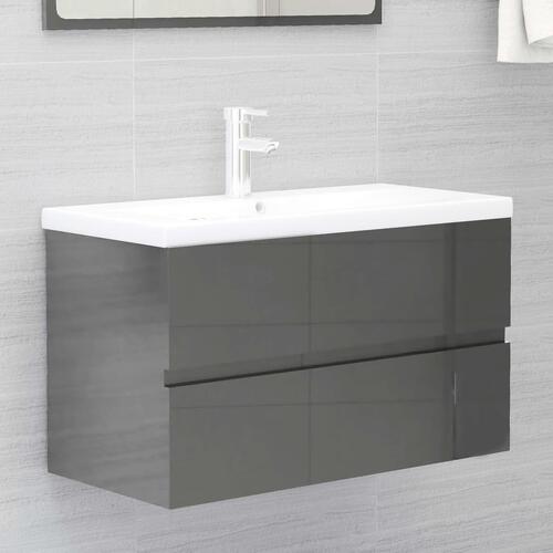 Vaskeskab 80x38,5x45 cm spånplade grå højglans