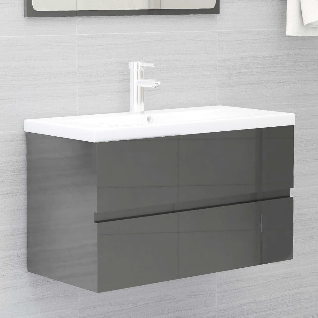 Vaskeskab 80x38,5x45 cm spånplade grå højglans