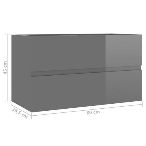 Vaskeskab 80x38,5x45 cm spånplade grå højglans