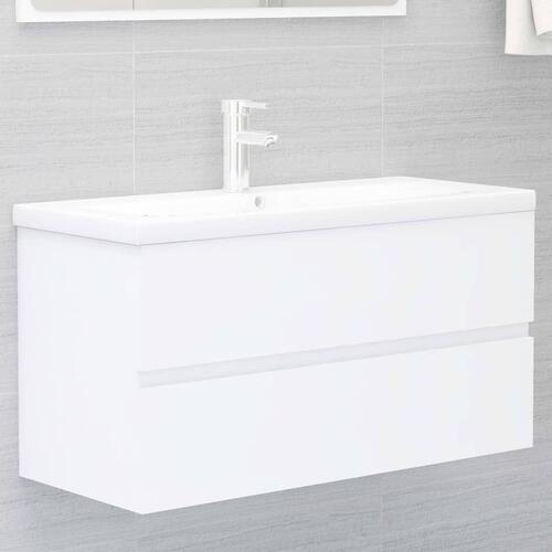 Skab til håndvask 90x38,5x45 cm konstrueret træ hvid
