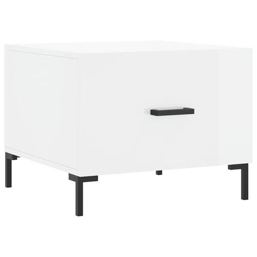 Sofabord 50x50x40 cm konstrueret træ hvid højglans