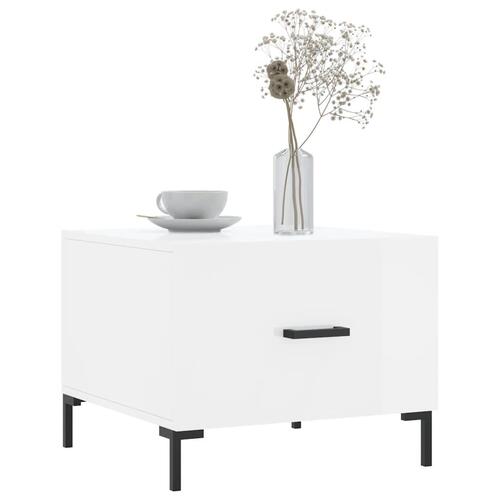 Sofabord 50x50x40 cm konstrueret træ hvid højglans