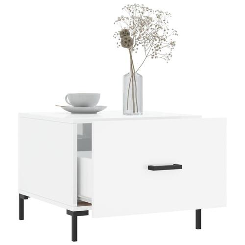 Sofabord 50x50x40 cm konstrueret træ hvid højglans