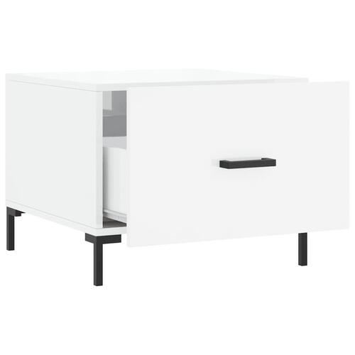 Sofabord 50x50x40 cm konstrueret træ hvid højglans