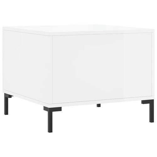 Sofabord 50x50x40 cm konstrueret træ hvid højglans