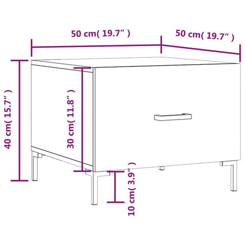 Sofabord 50x50x40 cm konstrueret træ hvid højglans