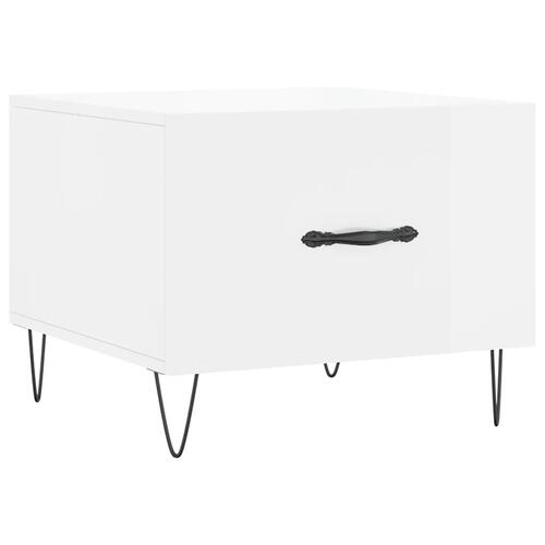 Sofabord 50x50x40 cm konstrueret træ hvid højglans