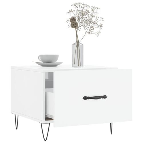 Sofabord 50x50x40 cm konstrueret træ hvid højglans