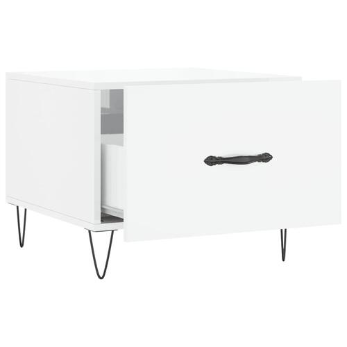 Sofabord 50x50x40 cm konstrueret træ hvid højglans