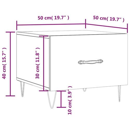 Sofabord 50x50x40 cm konstrueret træ hvid højglans