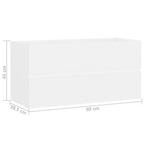 Skab til håndvask 90x38,5x45 cm konstrueret træ hvid