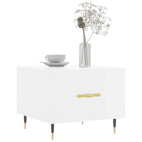 Sofabord 50x50x40 cm konstrueret træ hvid højglans