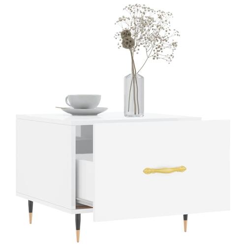 Sofabord 50x50x40 cm konstrueret træ hvid højglans