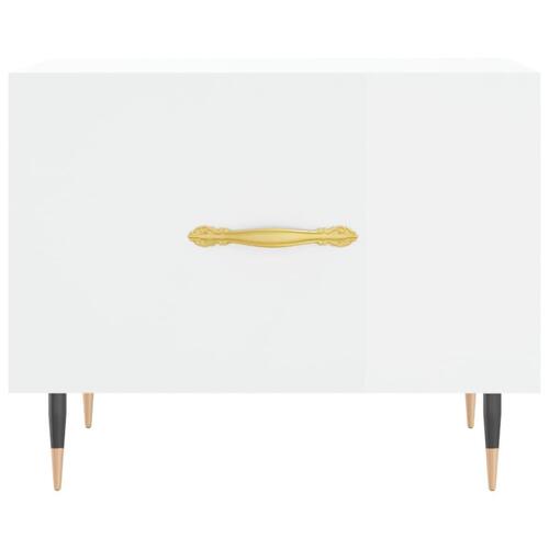 Sofabord 50x50x40 cm konstrueret træ hvid højglans