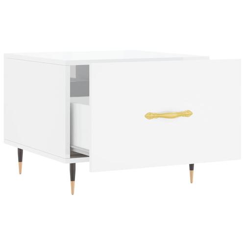 Sofabord 50x50x40 cm konstrueret træ hvid højglans