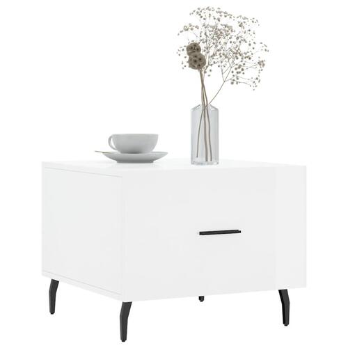 Sofabord 50x50x40 cm konstrueret træ hvid højglans