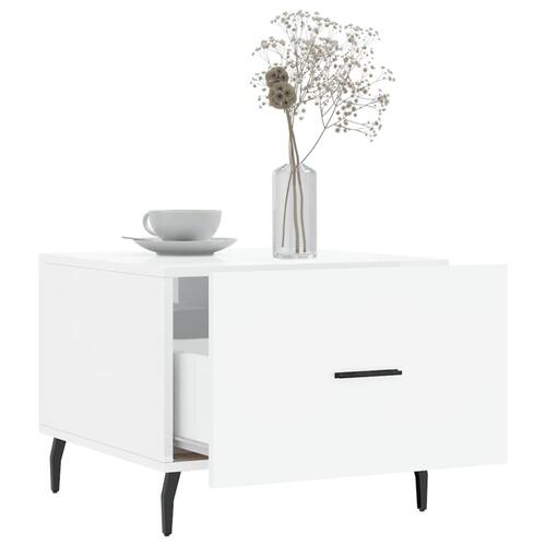 Sofabord 50x50x40 cm konstrueret træ hvid højglans