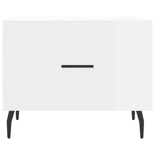 Sofabord 50x50x40 cm konstrueret træ hvid højglans