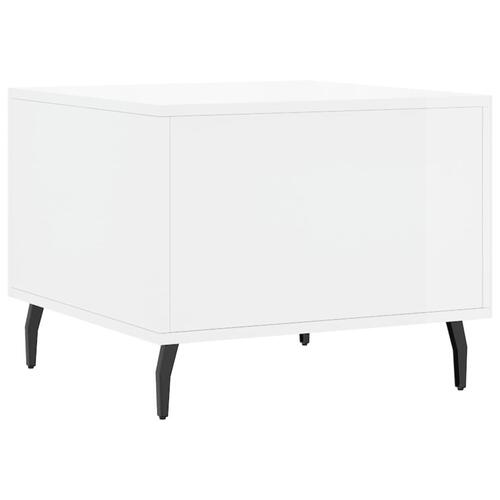 Sofabord 50x50x40 cm konstrueret træ hvid højglans