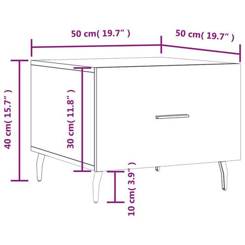 Sofabord 50x50x40 cm konstrueret træ hvid højglans