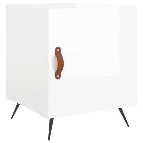 Sengebord 40x40x50 cm konstrueret træ hvid højglans