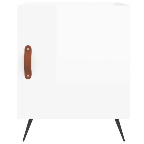 Sengebord 40x40x50 cm konstrueret træ hvid højglans