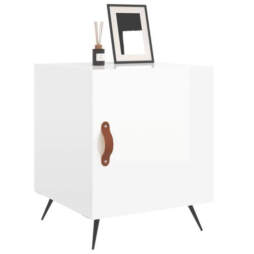 Sengebord 40x40x50 cm konstrueret træ hvid højglans