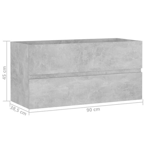 Skab til håndvask 90x38,5x45 cm konstrueret træ betongrå
