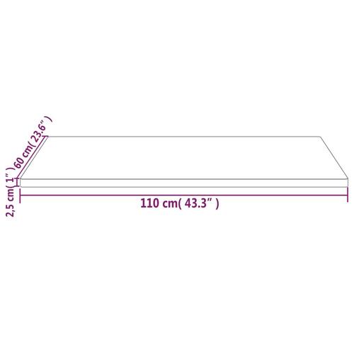 Bordplade 110x60x2,5 cm rektangulær massivt fyrretræ