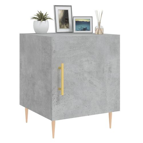 Sengebord 40x40x50 cm konstrueret træ betongrå