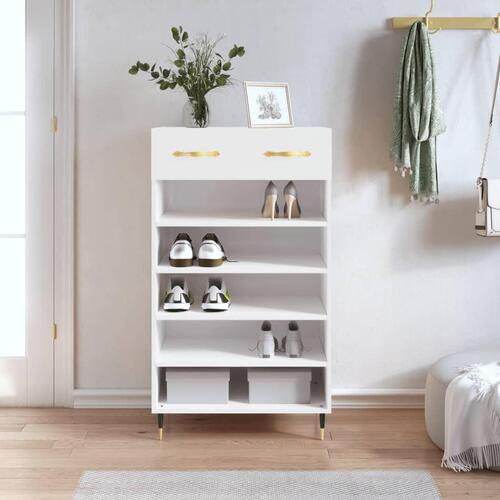 Skoreol 60x35x105 cm konstrueret træ hvid højglans