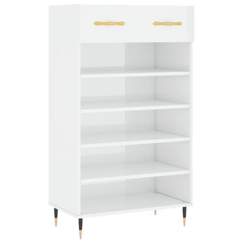 Skoreol 60x35x105 cm konstrueret træ hvid højglans