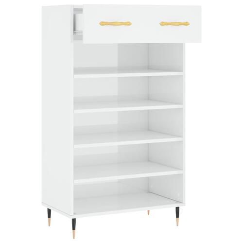 Skoreol 60x35x105 cm konstrueret træ hvid højglans