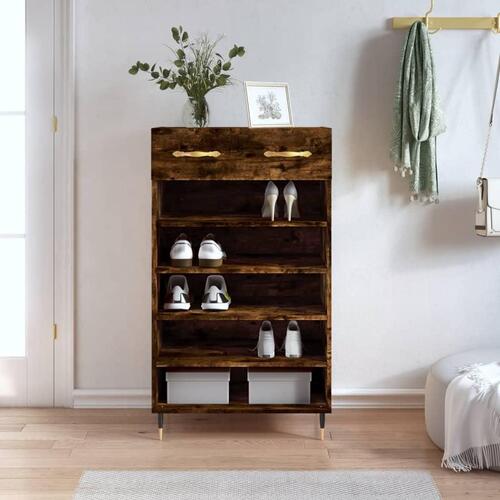 Skoreol 60x35x105 cm konstrueret træ røget egetræsfarve