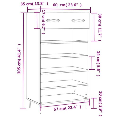 Skoreol 60x35x105 cm konstrueret træ brun egetræsfarve