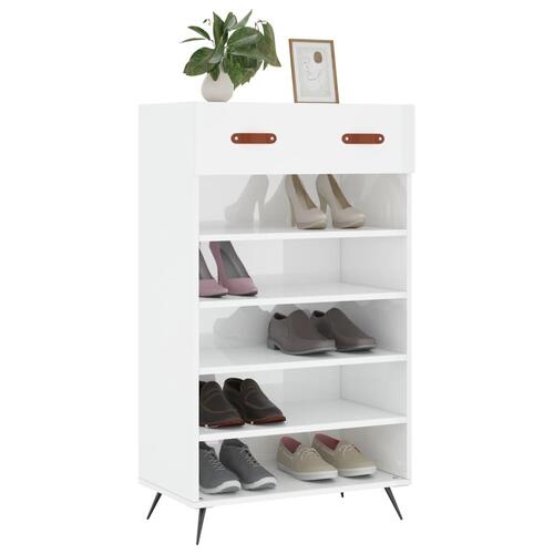 Skoreol 60x35x105 cm konstrueret træ hvid højglans