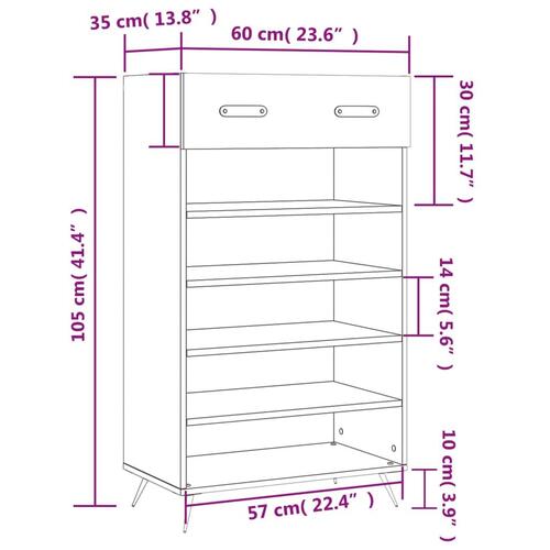 Skoreol 60x35x105 cm konstrueret træ brun egetræsfarve