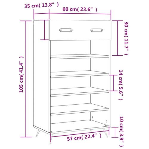 Skoreol 60x35x105 cm konstrueret træ sort