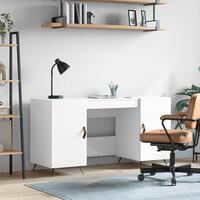 Skrivebord 140x50x75 cm konstrueret træ hvid højglans