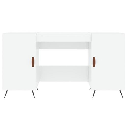 Skrivebord 140x50x75 cm konstrueret træ hvid højglans