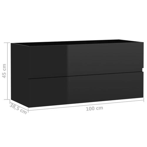 Vaskeskab 100x38,5x45 cm spånplade sort højglans
