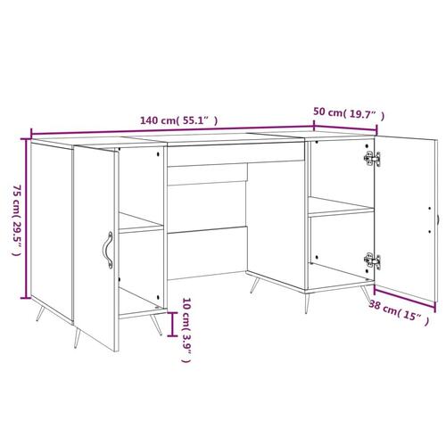 Skrivebord 140x50x75 cm konstrueret træ sonoma-eg