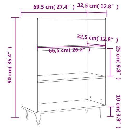 Skab 69,5x32,5x90 cm konstrueret træ grå sonoma-eg